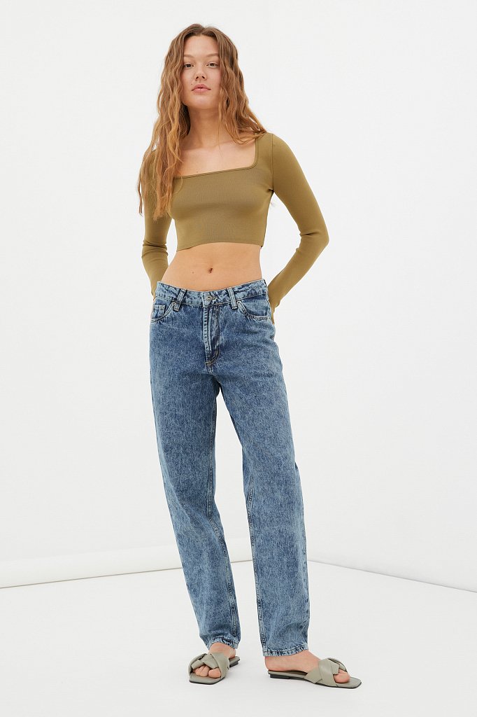 Женские джинсы tapered fit на средней посадке, Модель FAB15003, Фото №1