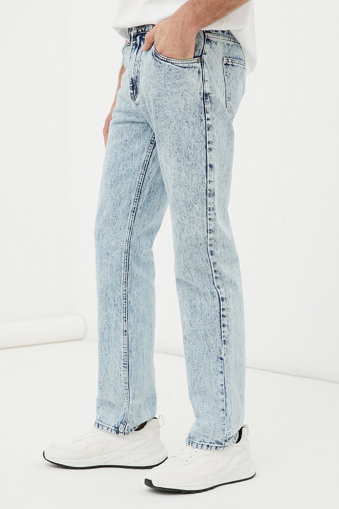 Классические прямые мужские джинсы straight fit, Модель FAB25009, Фото №3