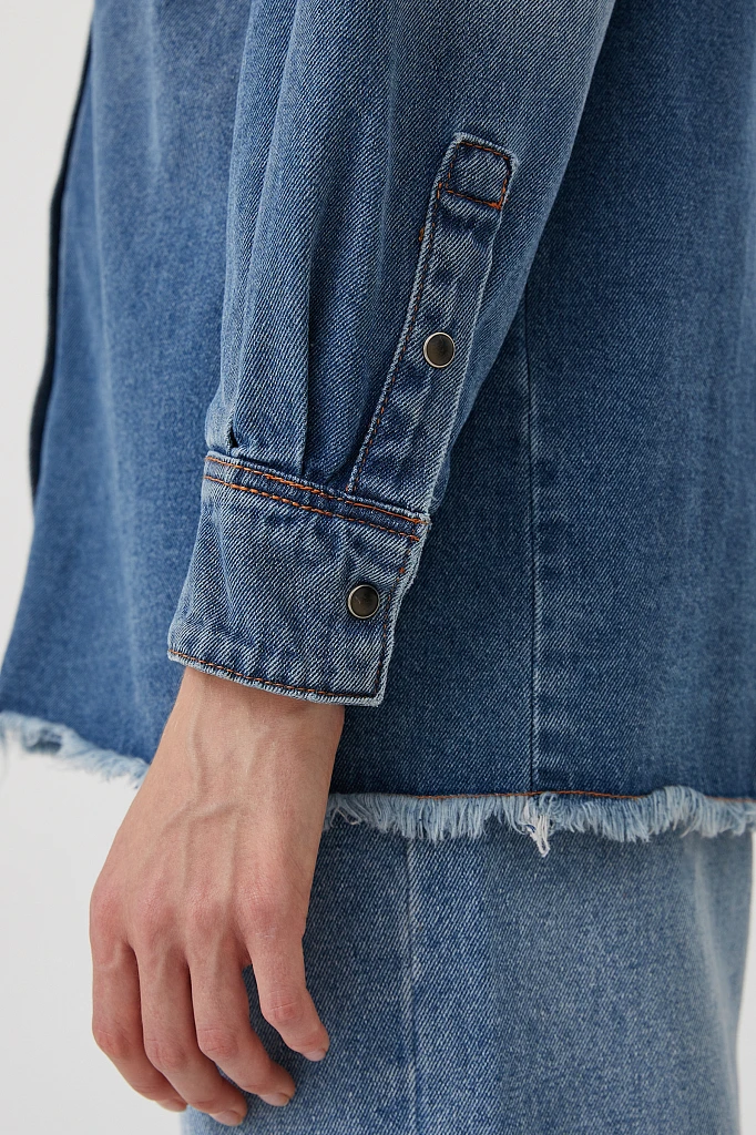 Джинсовая женская рубашка oversize с карманами, Модель FAB15019, Фото №6