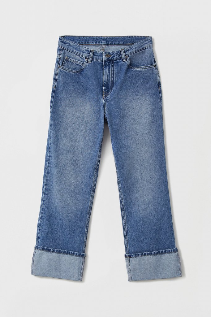 Женские прямые джинсы straight fit с подворотами, Модель FAB15001, Фото №6