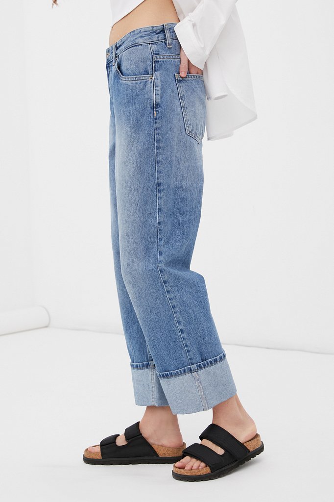 Женские прямые джинсы straight fit с подворотами, Модель FAB15001, Фото №3