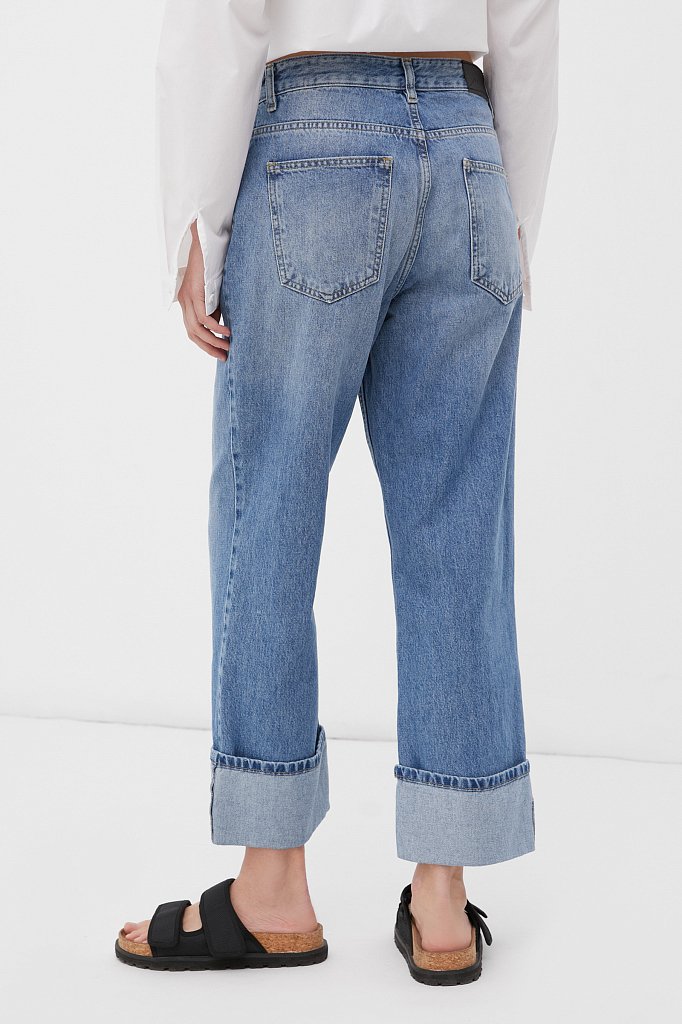 Женские прямые джинсы straight fit с подворотами, Модель FAB15001, Фото №4