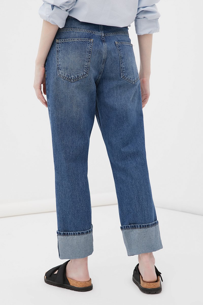 Женские прямые джинсы straight fit с подворотами, Модель FAB15001, Фото №4