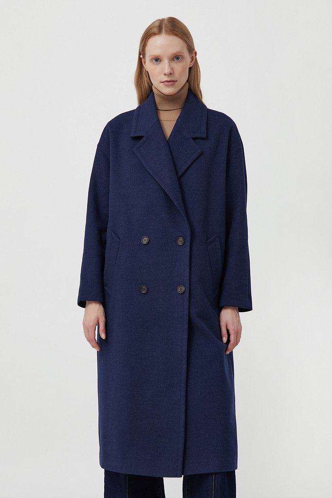Двубортное женское oversize пальто длины миди, Модель FAB11041, Фото №2