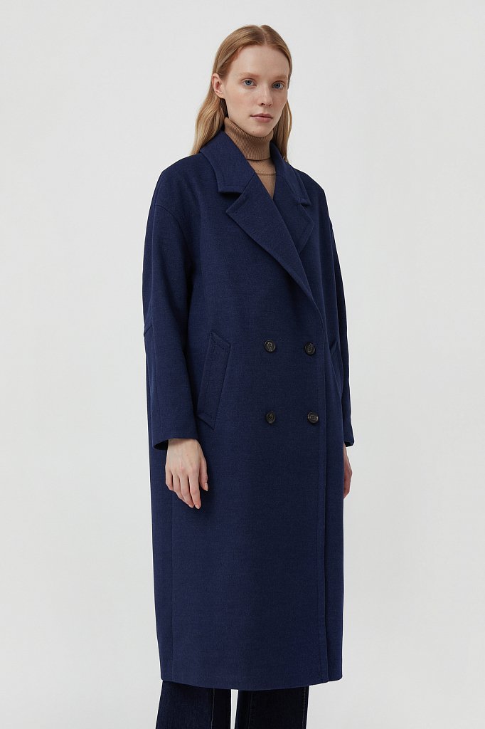 Двубортное женское oversize пальто длины миди, Модель FAB11041, Фото №4