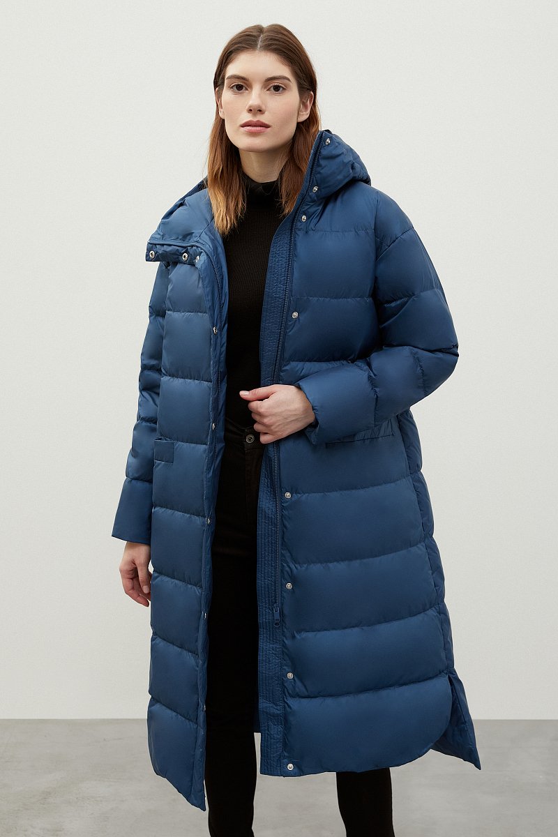Стеганое пуховое пальто с капюшоном, Модель FAB11046, Фото №1