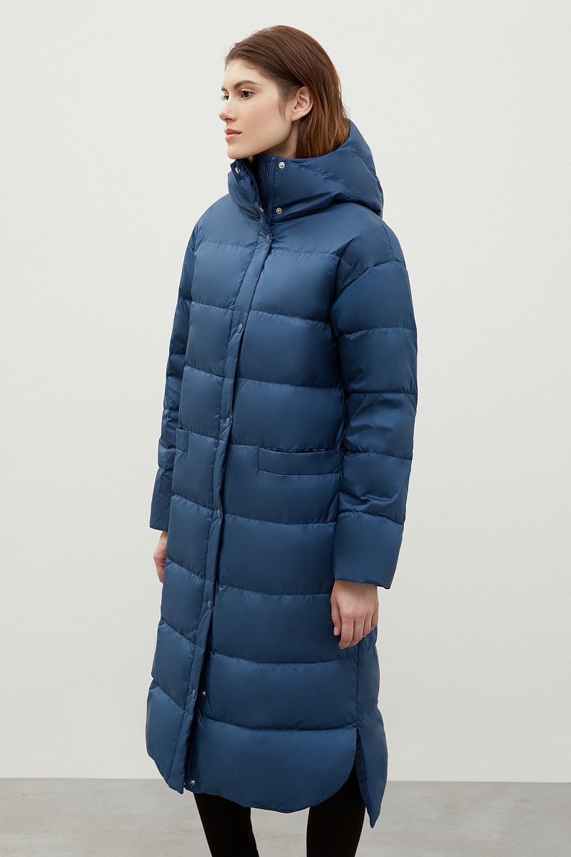 Стеганое пуховое пальто с капюшоном, Модель FAB11046, Фото №4