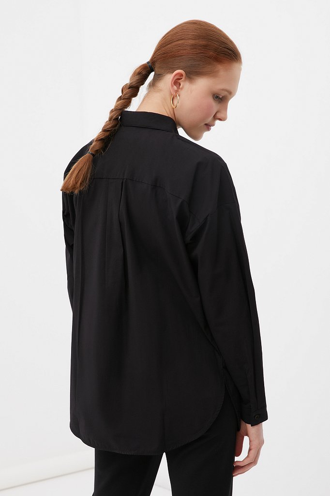 Классическая женская рубашка оверсайз из хлопка, Модель FAB110112, Фото №4
