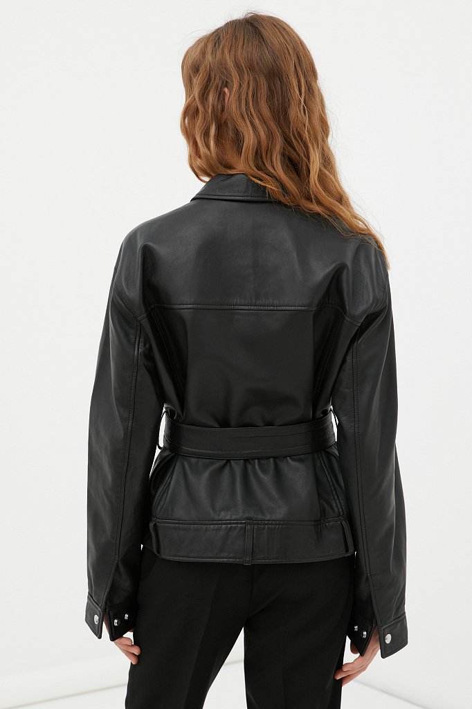 Кожаная женская куртка-косуха свободного кроя, Модель FAB11801, Фото №4