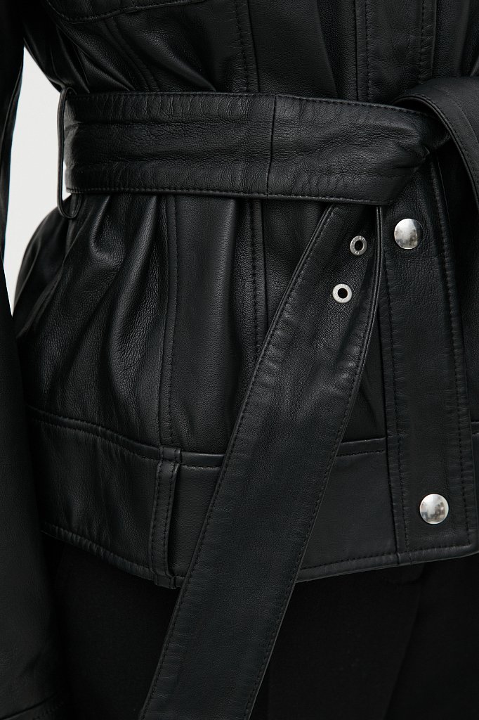 Кожаная женская куртка-косуха свободного кроя, Модель FAB11801, Фото №6