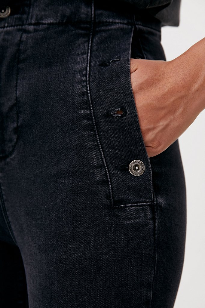 Женские джинсы slim fit с карманами на пуговицах, Модель FAB15010, Фото №5
