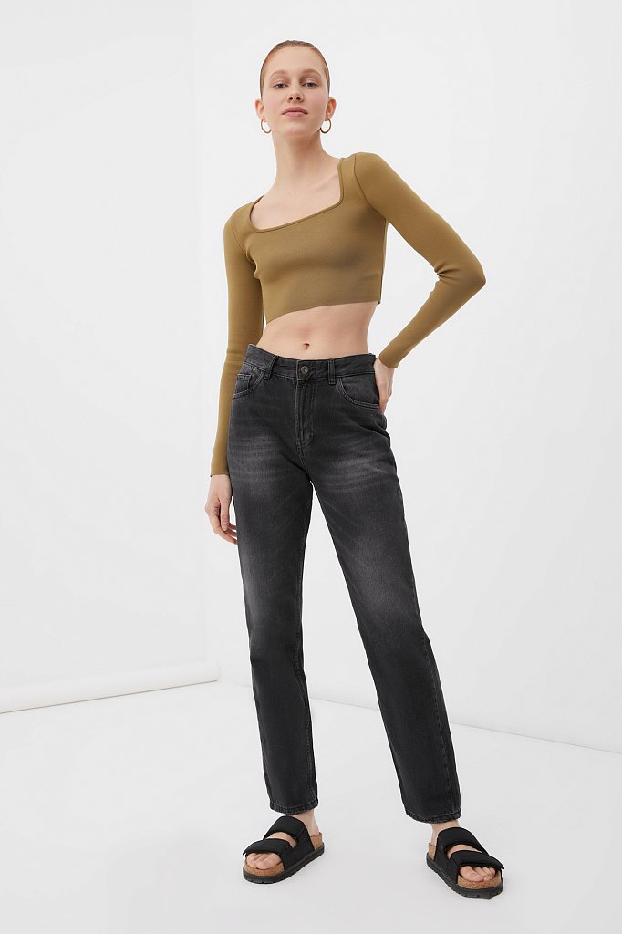 Классические женские прямые джинсы straight fit, Модель FAB15017, Фото №1