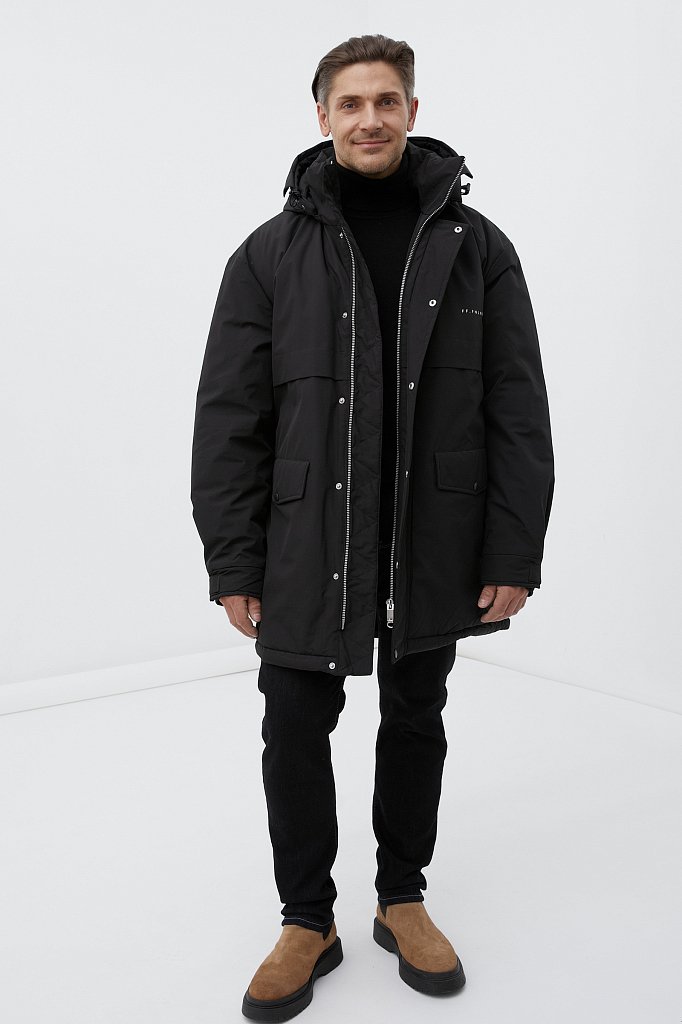 Утепленное пальто мужское свободного кроя, Модель FAB21065, Фото №2