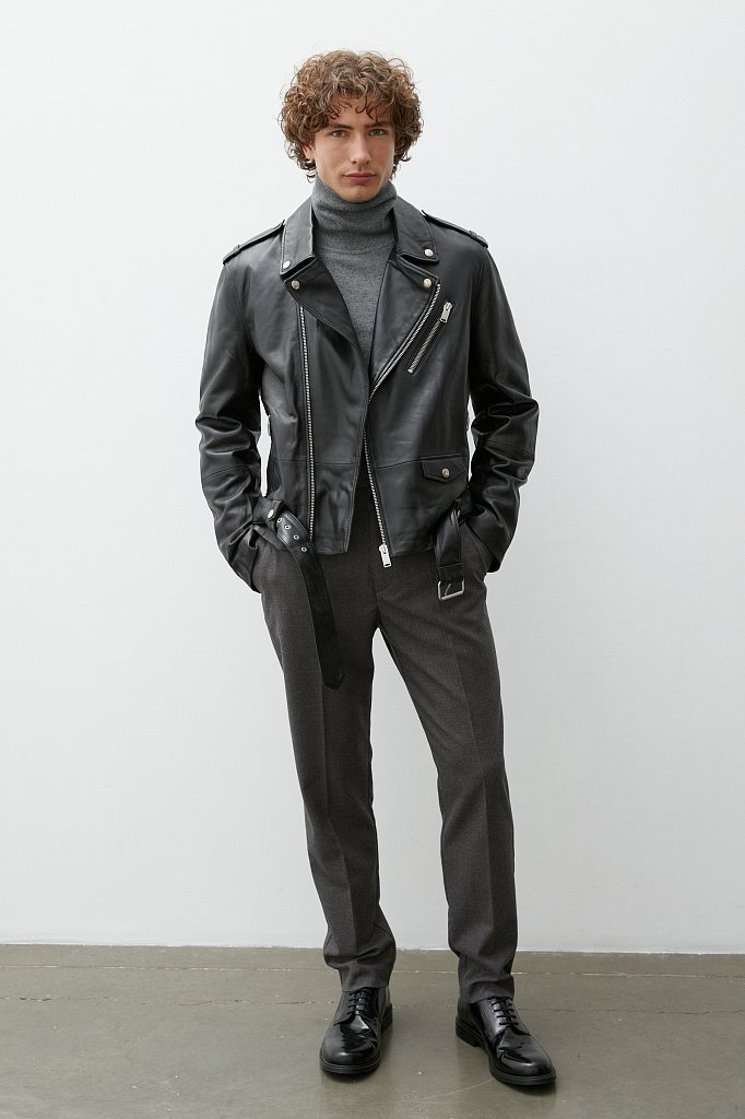 Кожаная мужская куртка-косуха свободного кроя, Модель FAB21803, Фото №2