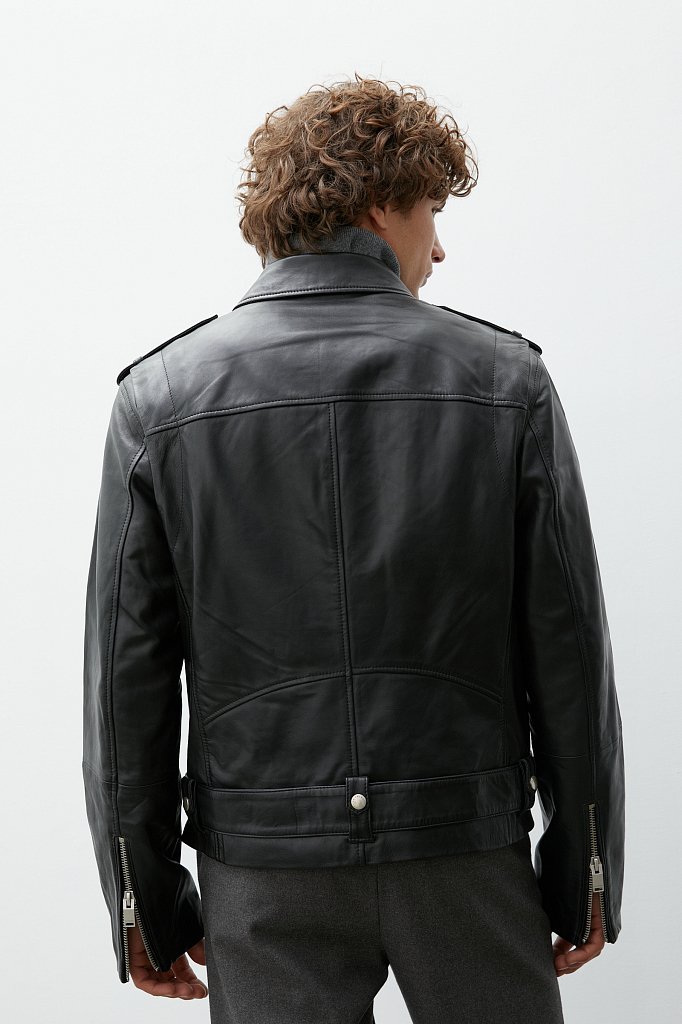 Кожаная мужская куртка-косуха свободного кроя, Модель FAB21803, Фото №4