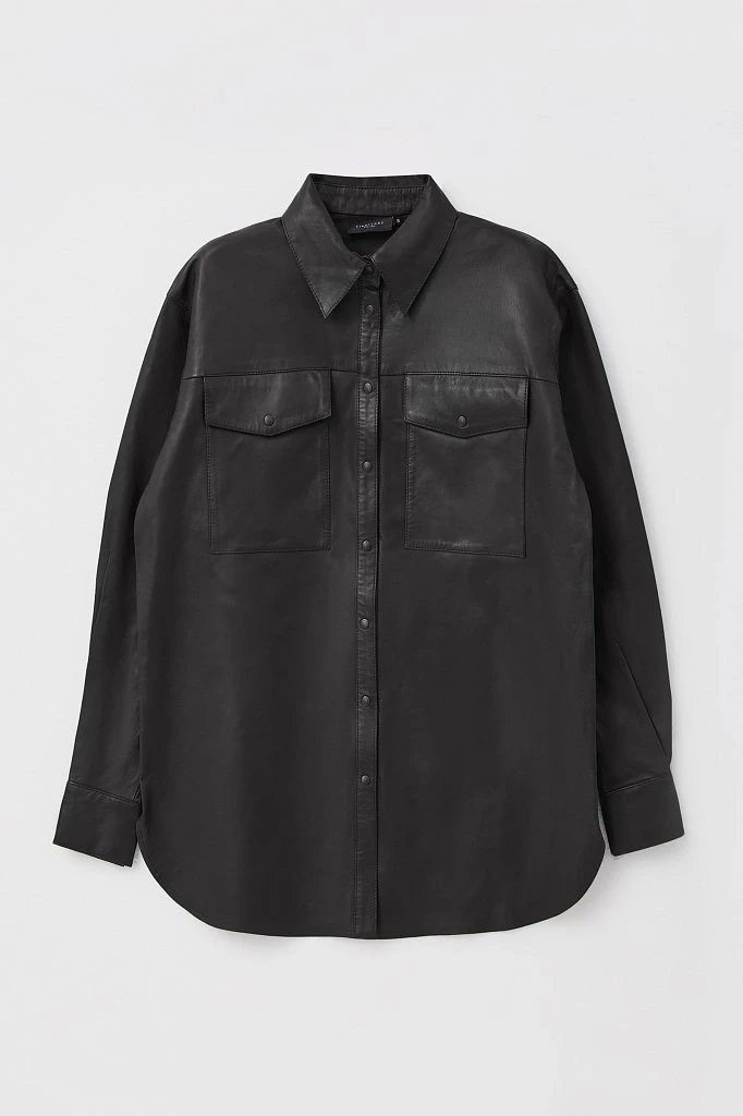 Кожаная женская рубашка oversize, Модель FAB11804, Фото №7