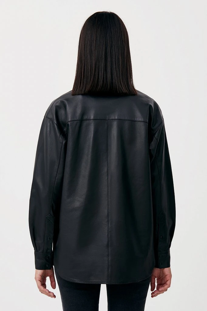 Кожаная женская рубашка oversize, Модель FAB11804, Фото №4