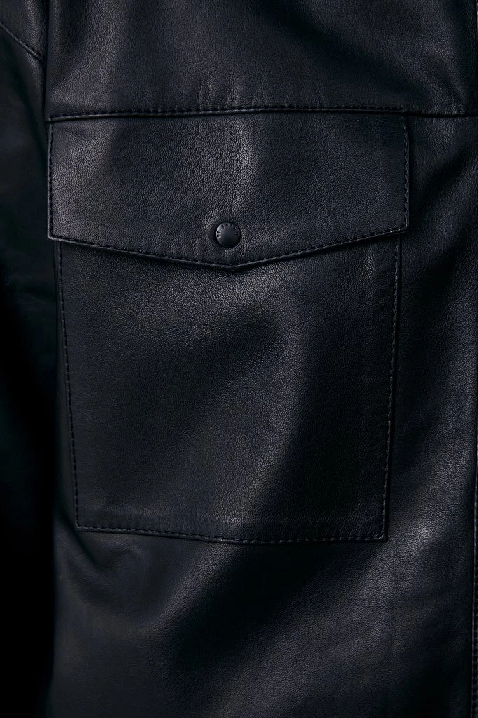Кожаная женская рубашка oversize, Модель FAB11804, Фото №5
