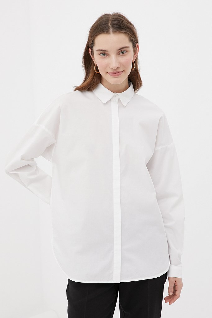 Классическая женская рубашка оверсайз из хлопка, Модель FAB110112, Фото №1