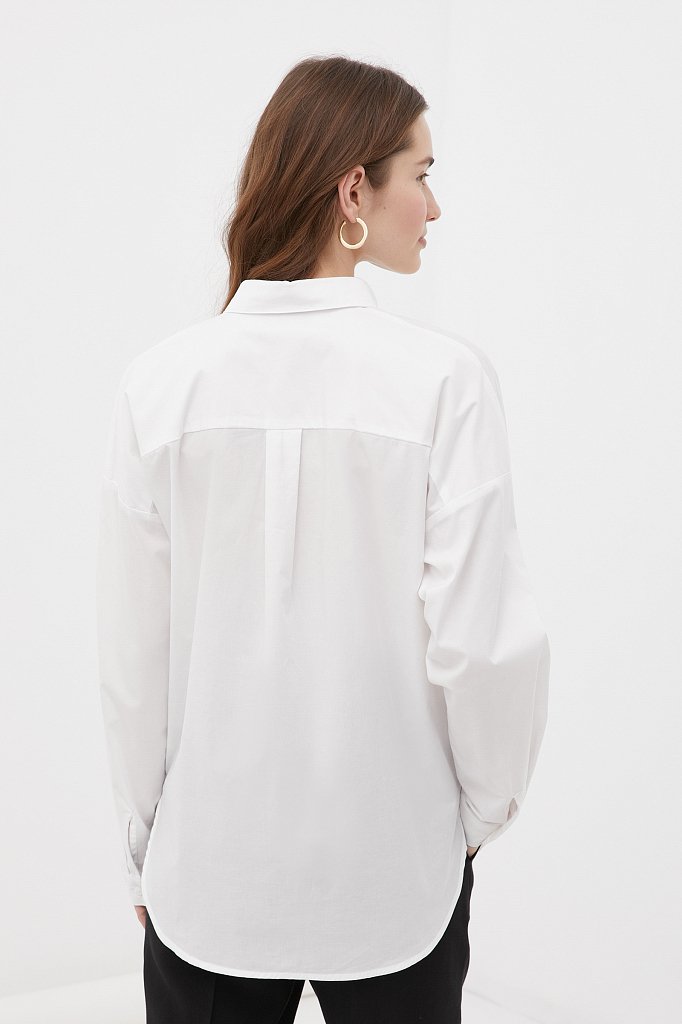Классическая женская рубашка оверсайз из хлопка, Модель FAB110112, Фото №4