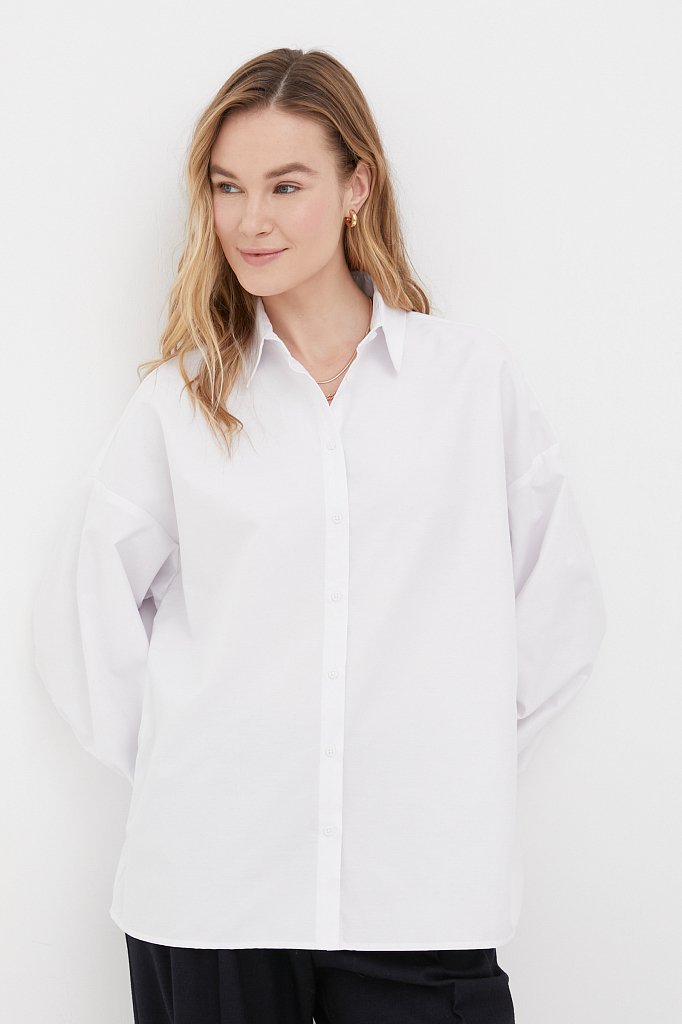 Рубашка женская оверсайз с объемными рукавами, Модель FAB110114, Фото №1