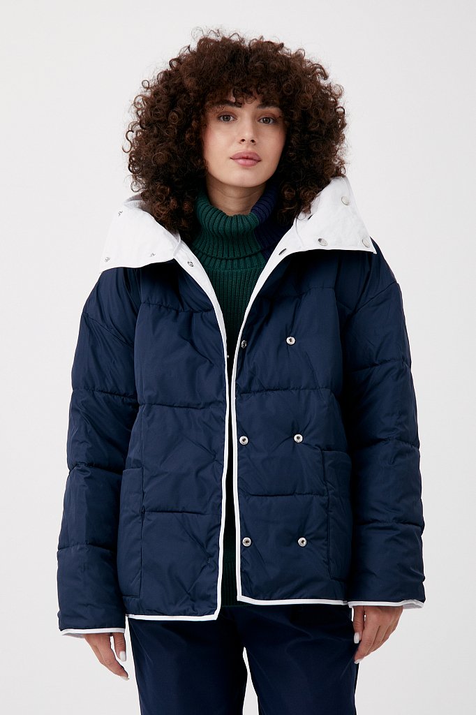 Утепленная двусторонняя куртка женская с капюшоном, Модель FAB110206, Фото №3