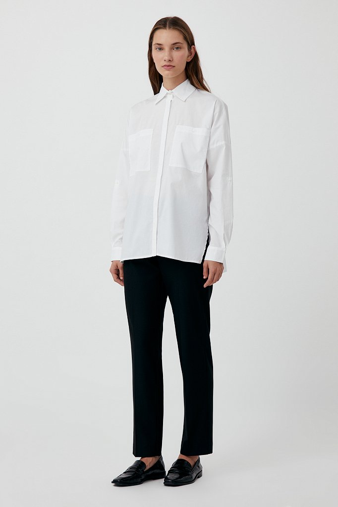 Хлопковая женская рубашка с накладными карманами, Модель FAB11026, Фото №2