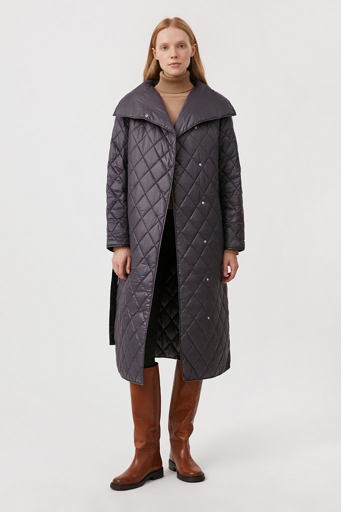 Cтеганое объемное пальто с утеплителем, Модель FAB110106, Фото №2