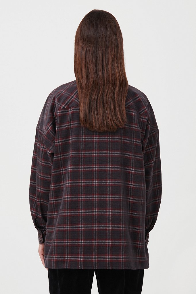 Вельветовая женская рубашка в клетку oversize, Модель FAB110115, Фото №4