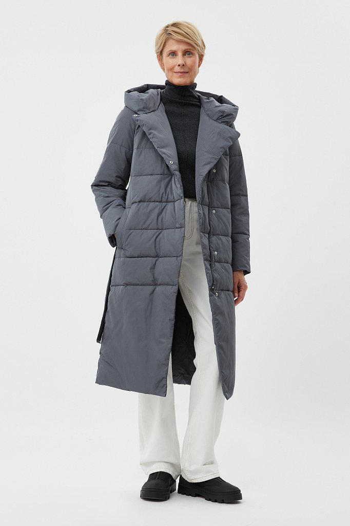 Утепленное пальто с поясом на талии, Модель FAB110217, Фото №2