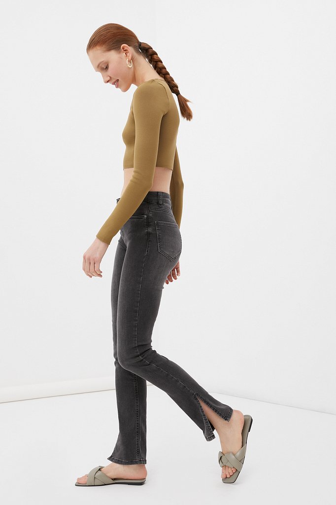 Женские  джинсы straight fit с разрезами по бокам, Модель FAB15005, Фото №1