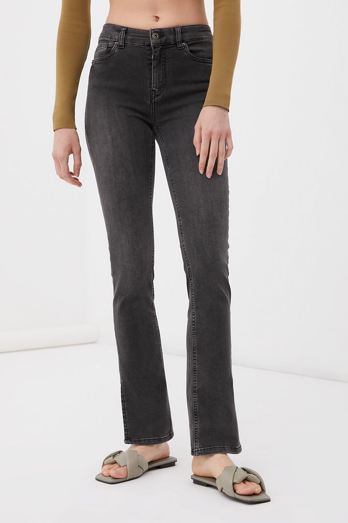 Женские  джинсы straight fit с разрезами по бокам, Модель FAB15005, Фото №2