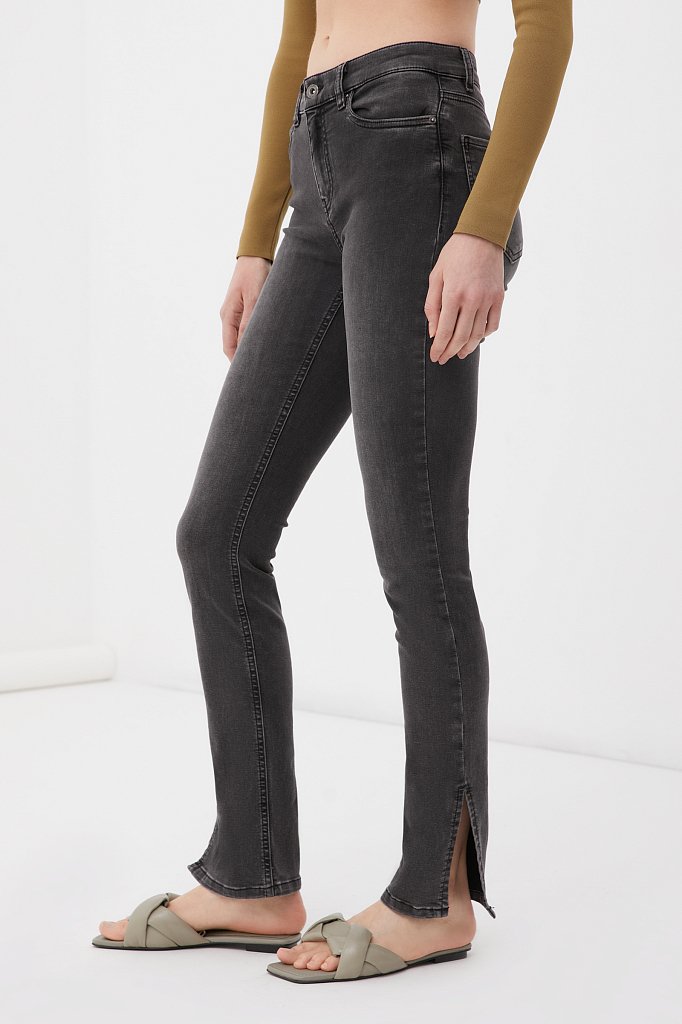 Женские  джинсы straight fit с разрезами по бокам, Модель FAB15005, Фото №3