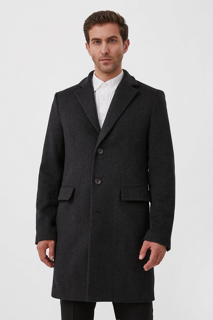 Драповое мужское пальто классического кроя, Модель FAB21004, Фото №2
