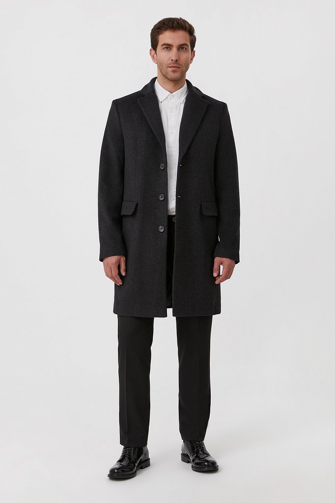 Драповое мужское пальто классического кроя, Модель FAB21004, Фото №3