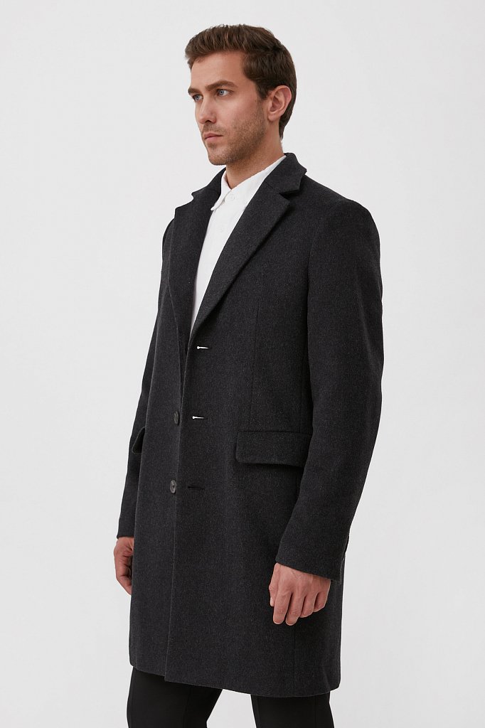 Драповое мужское пальто классического кроя, Модель FAB21004, Фото №4