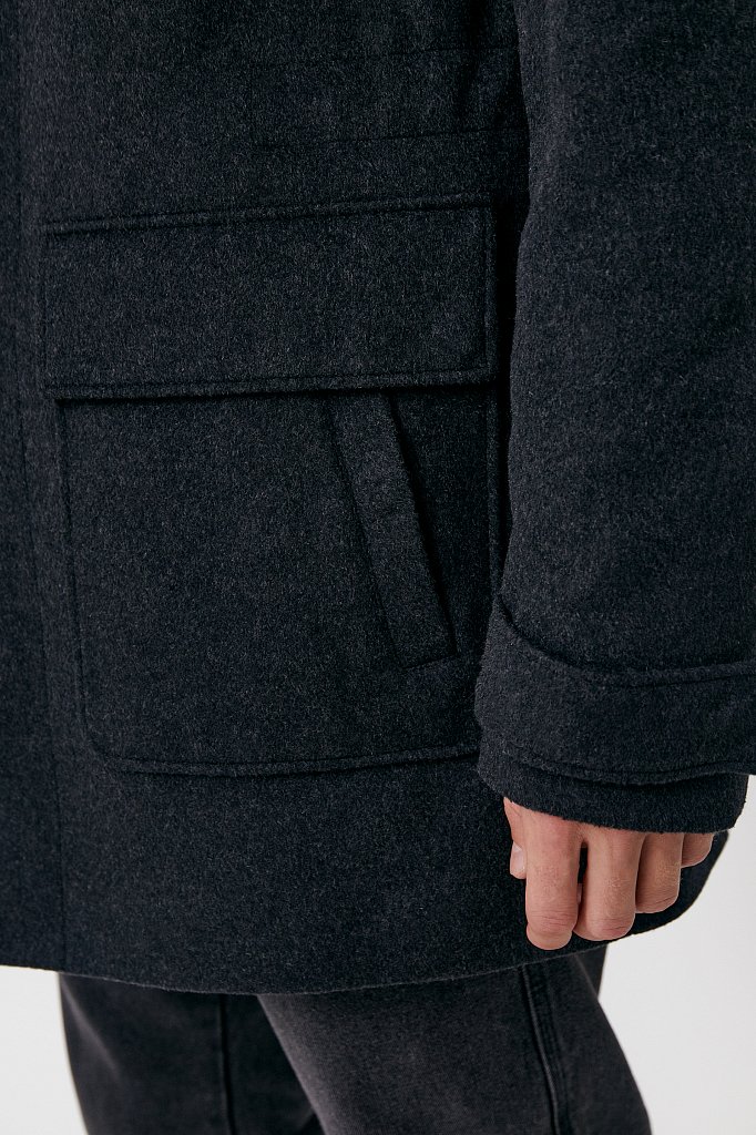 Технологичное утепленное мужское пальто с шерстью, Модель FAB21005M, Фото №5