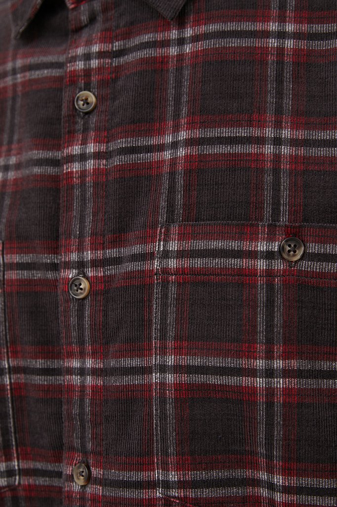 Вельветовая мужская рубашка в клетку оверсайз, Модель FAB21010, Фото №5
