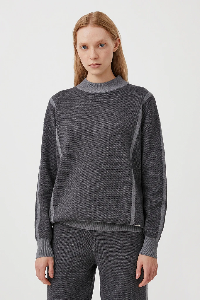 Джемпер женский жаккардовый с шерстью oversize, Модель FAB11182, Фото №1