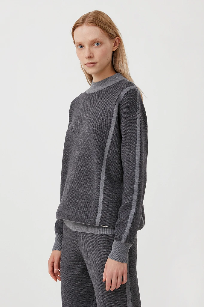 Джемпер женский жаккардовый с шерстью oversize, Модель FAB11182, Фото №3