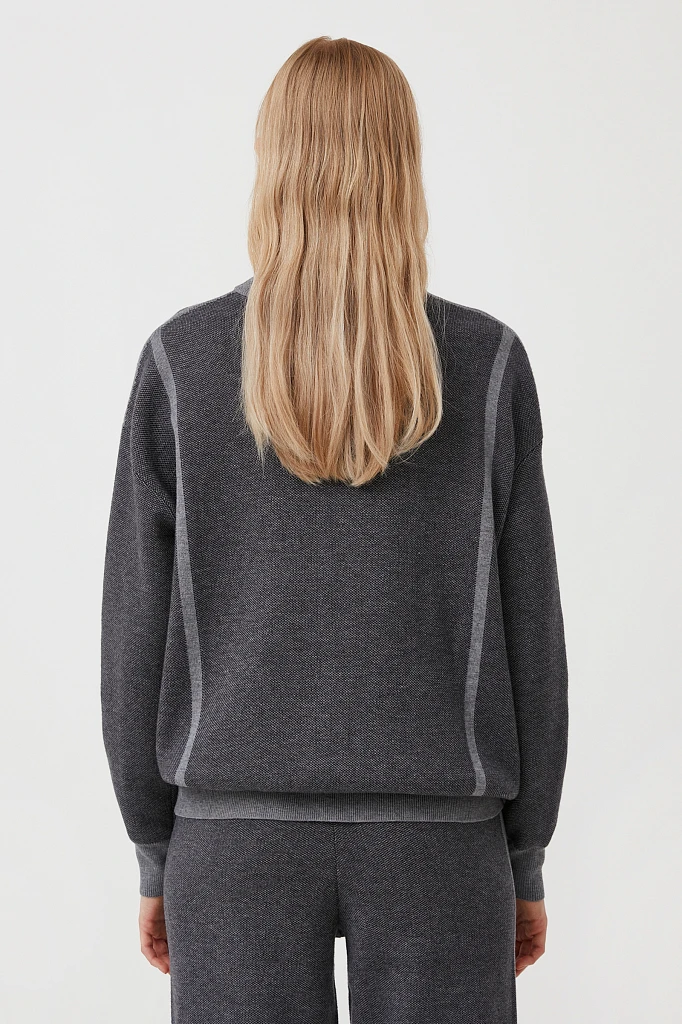 Джемпер женский жаккардовый с шерстью oversize, Модель FAB11182, Фото №4