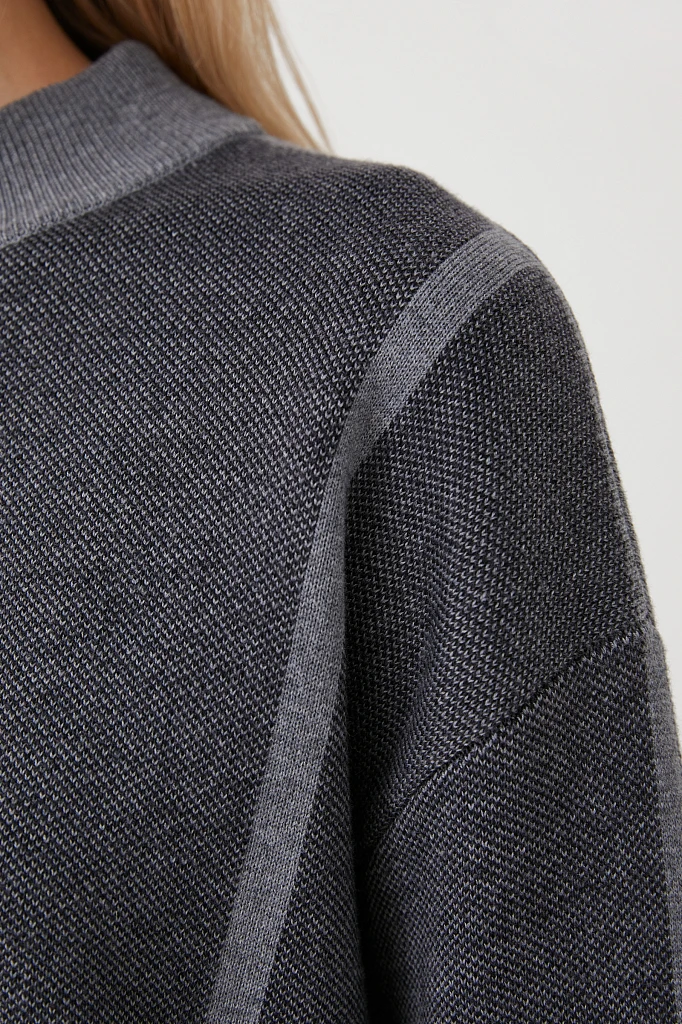Джемпер женский жаккардовый с шерстью oversize, Модель FAB11182, Фото №5