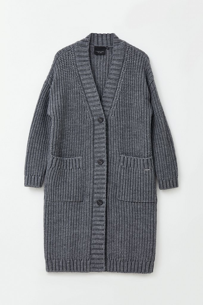 Трикотажное женское пальто крупной вязки с шерстью, Модель FAB111104, Фото №7