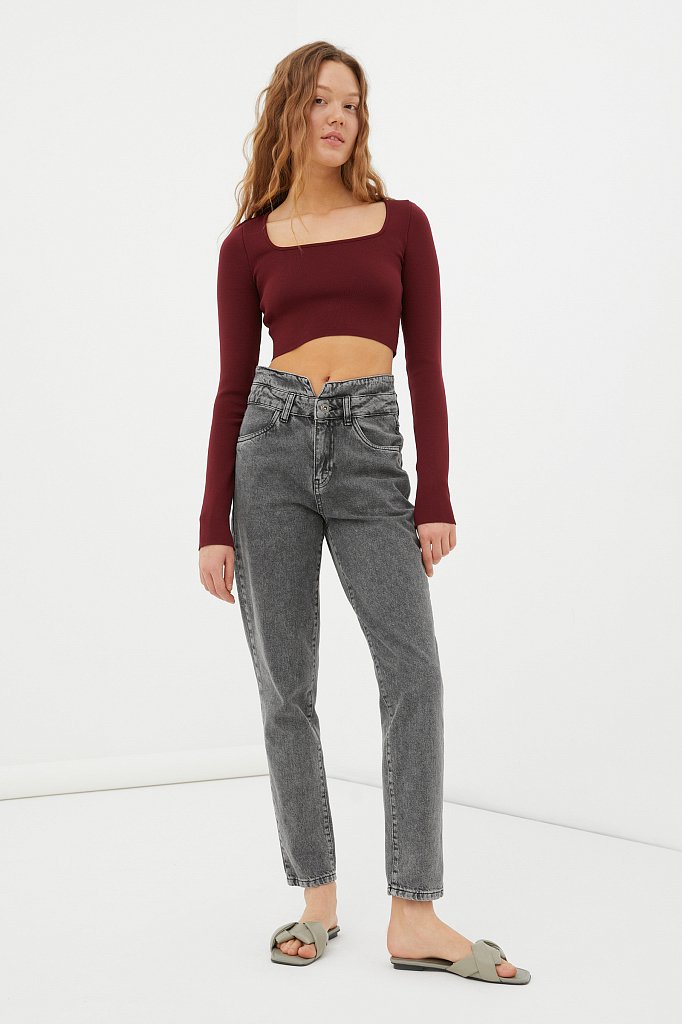 Женские джинсы tapered fit с "двойным" поясом, Модель FAB15014, Фото №1
