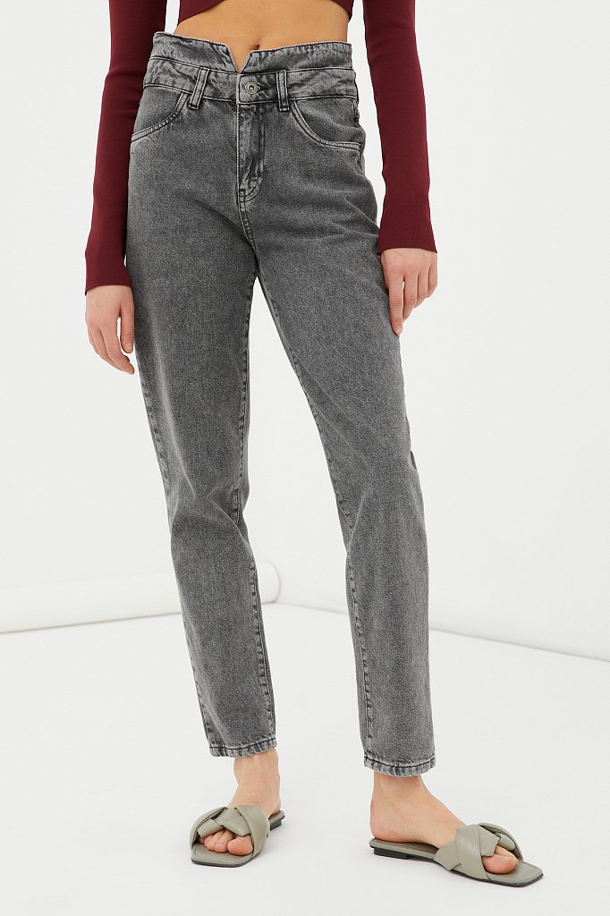 Женские джинсы tapered fit с "двойным" поясом, Модель FAB15014, Фото №2
