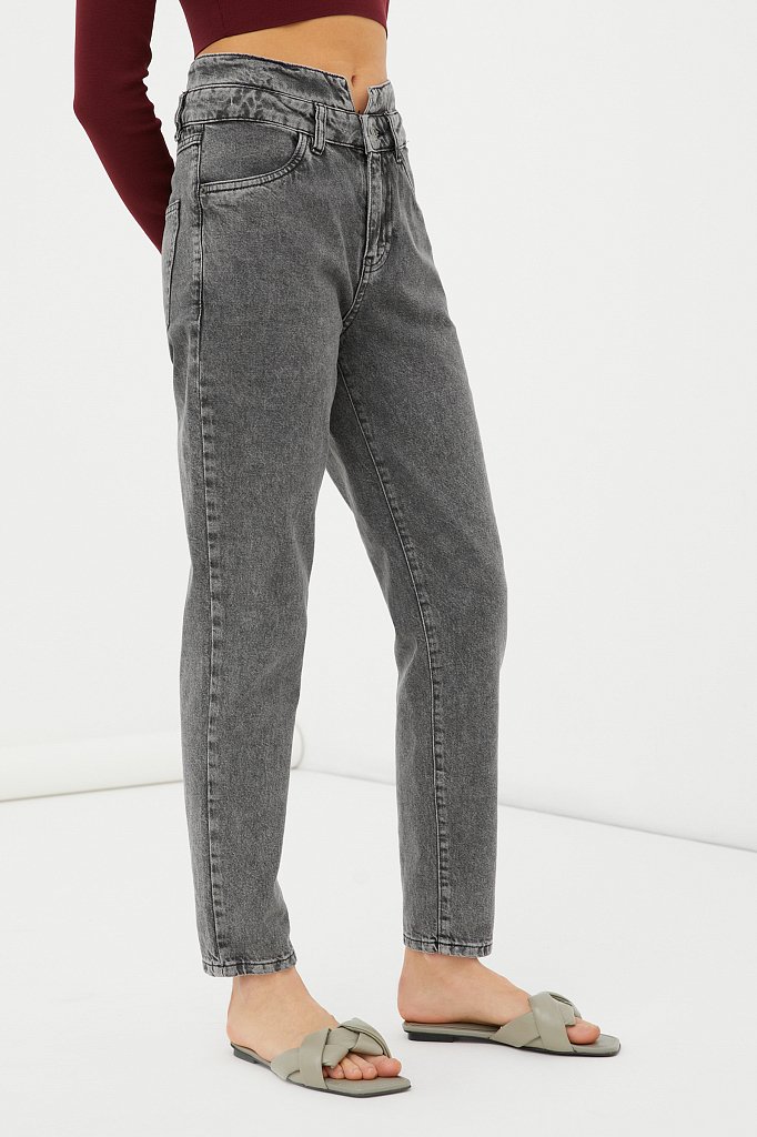 Женские джинсы tapered fit с "двойным" поясом, Модель FAB15014, Фото №3