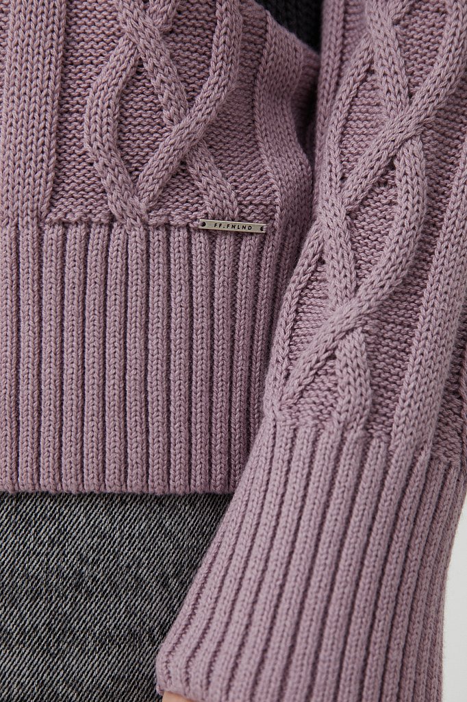 Женский свитер с различными вязанными узорами, Модель FAB11124, Фото №5