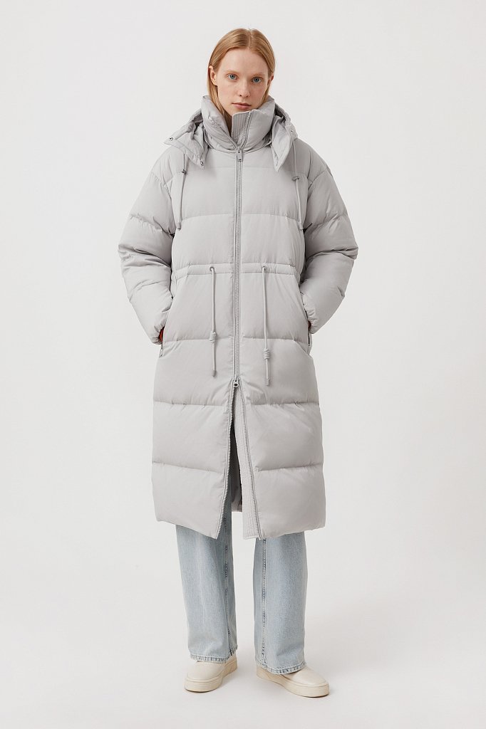 Пуховое женское пальто свободного кроя, Модель FAB110183, Фото №1