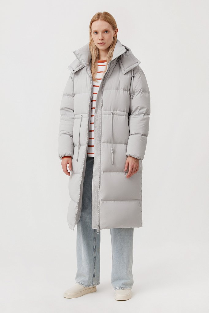 Пуховое женское пальто свободного кроя, Модель FAB110183, Фото №2