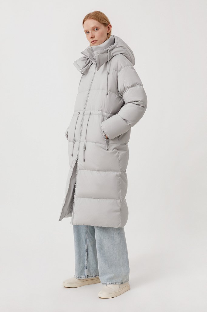 Пуховое женское пальто свободного кроя, Модель FAB110183, Фото №3